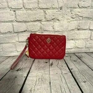 Badgley Mischka Studio Red Quilted Wristlet Clutch Wallet Purse Bag 7" New
